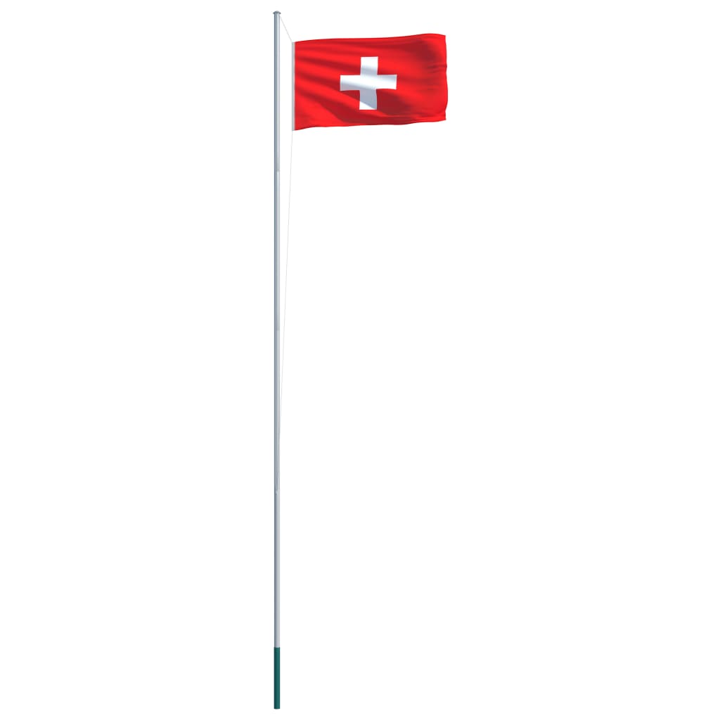 vidaXL Vlag met vlaggenmast Zwitserland 6,2 m aluminium
