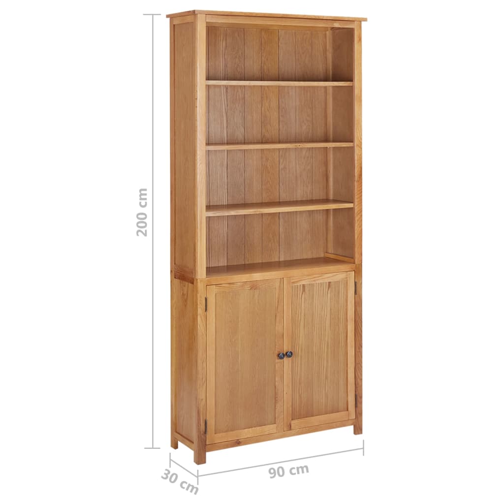 vidaXL Boekenkast met 2 deuren 90x30x200 cm massief eikenhout