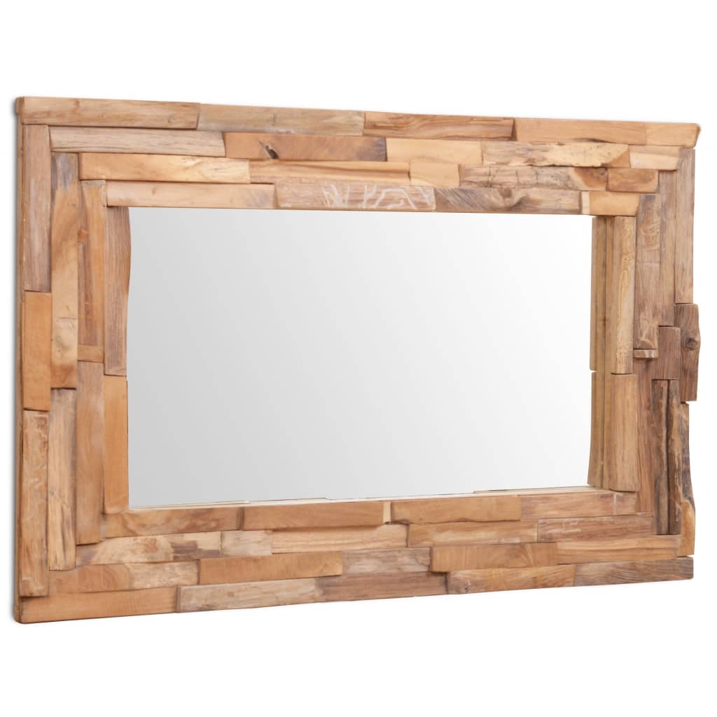 vidaXL Decoratieve spiegel rechthoekig 90x60 cm teakhout