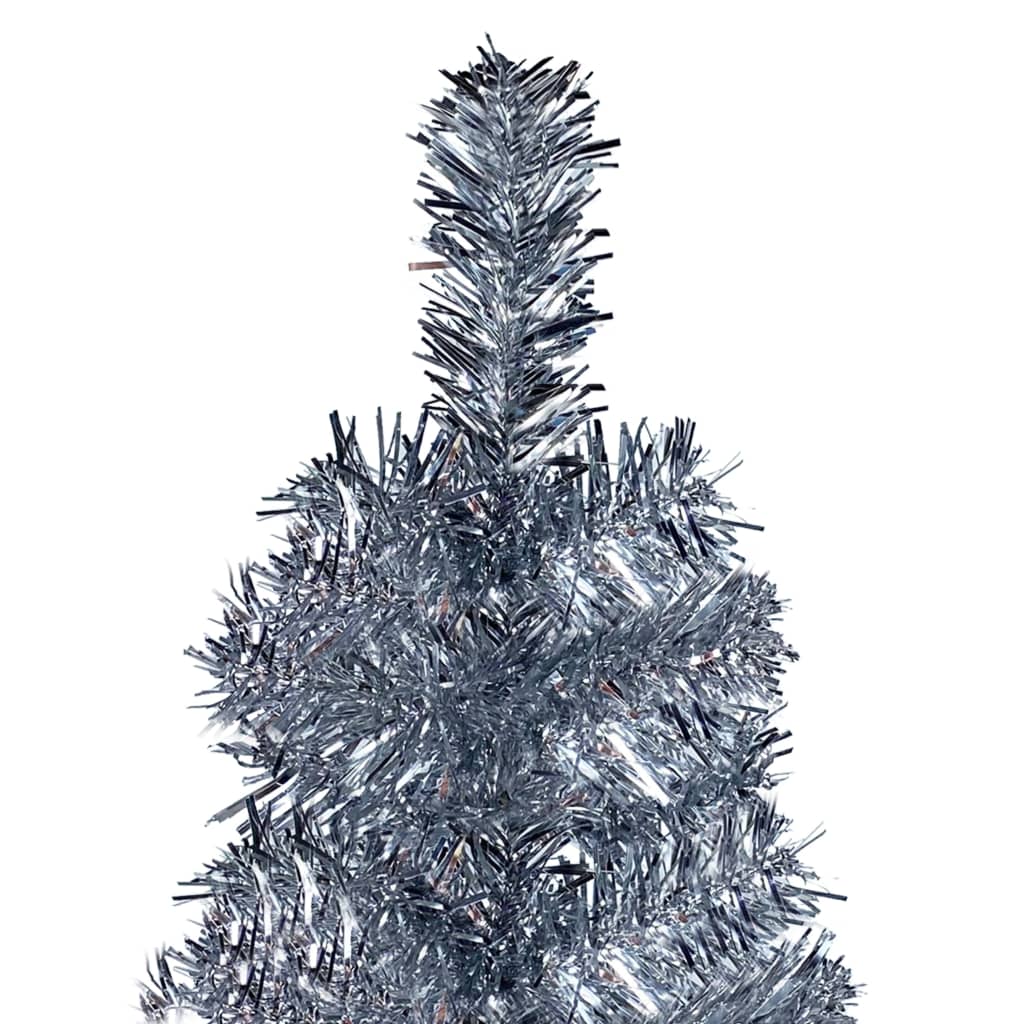 vidaXL Kunstkerstboom met verlichting en ballen smal 180 cm zilver