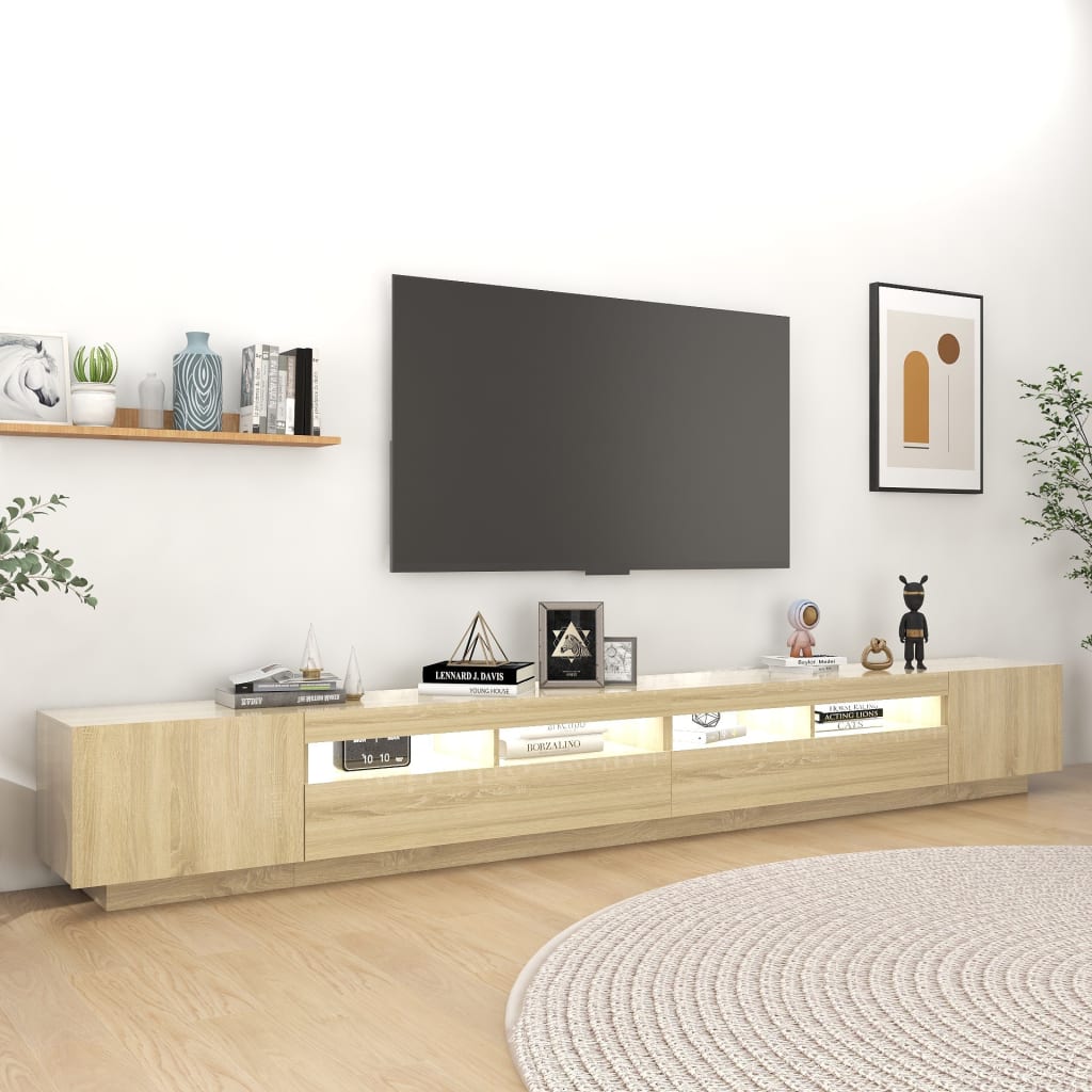 vidaXL Tv-meubel met LED-verlichting 300x35x40 cm sonoma eikenkleurig