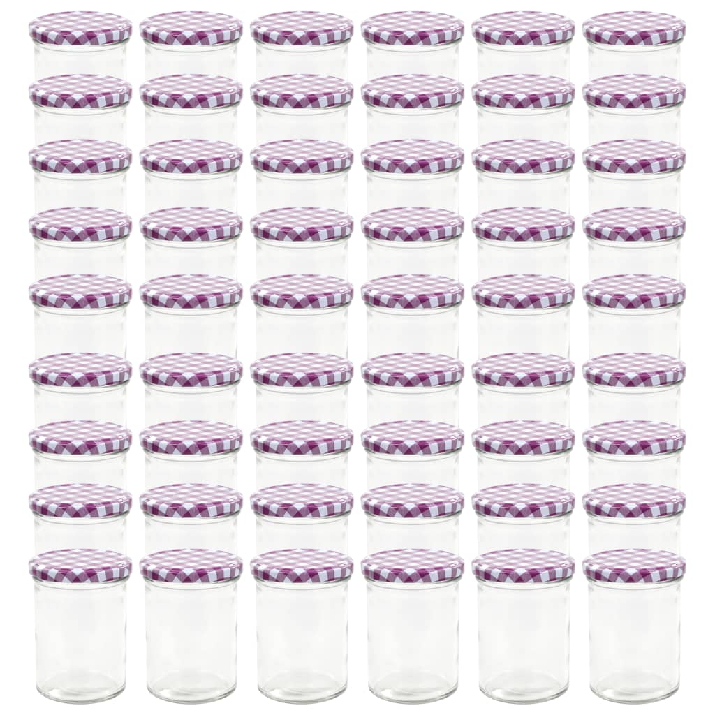vidaXL Jampotten met wit met paarse deksels 48 st 400 ml glas