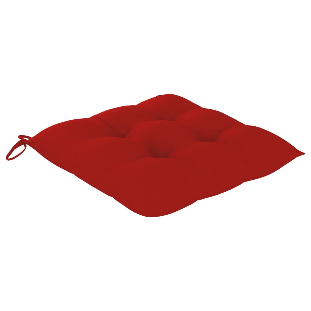 vidaXL Schommelstoel met rood kussen massief teakhout