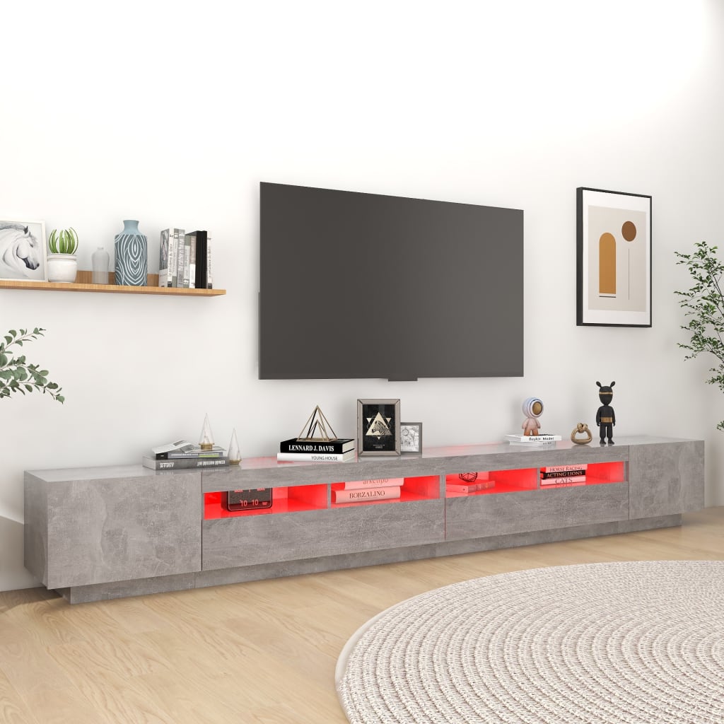 vidaXL Tv-meubel met LED-verlichting 300x35x40 cm betongrijs