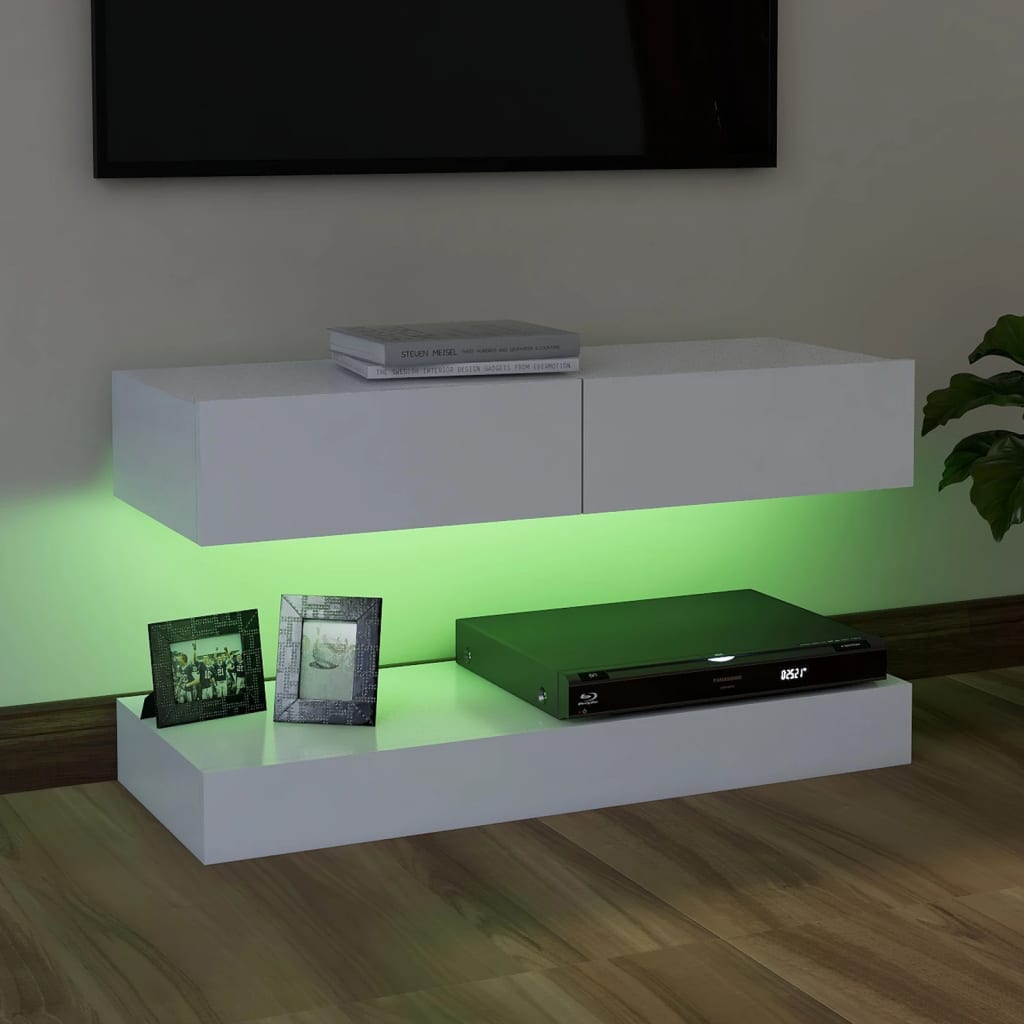 vidaXL Tv-meubel met LED-verlichting 90x35 cm wit