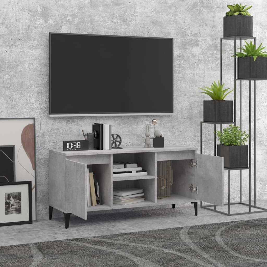 vidaXL Tv-meubel met metalen poten 103,5x35x50 cm betongrijs