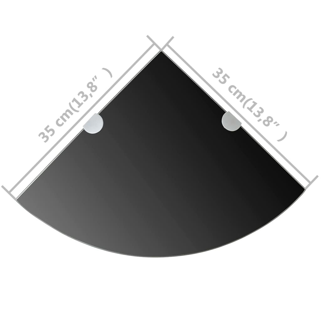 vidaXL Hoekschappen 2 st met chromen dragers 35x35 cm glas zwart