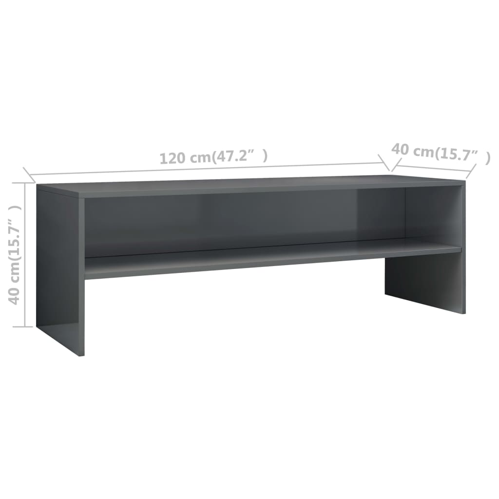 vidaXL Tv-meubel 120x40x40 cm bewerkt hout hoogglans grijs