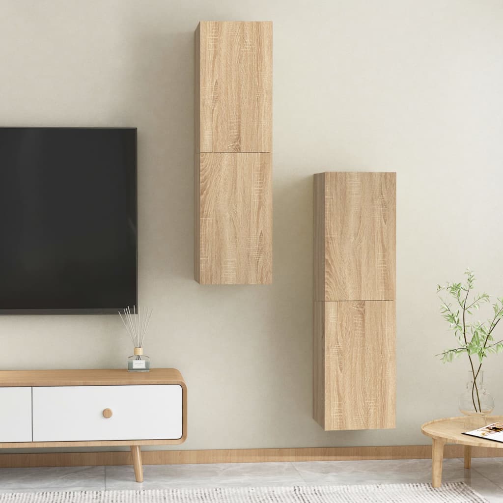 vidaXL Tv-meubels 2 st 30,5x30x110 cm bewerkt hout sonoma eikenkleurig