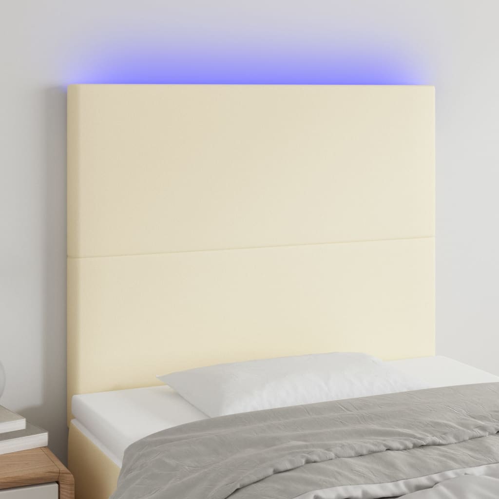 vidaXL Hoofdbord LED 90x5x118/128 cm kunstleer crèmekleurig