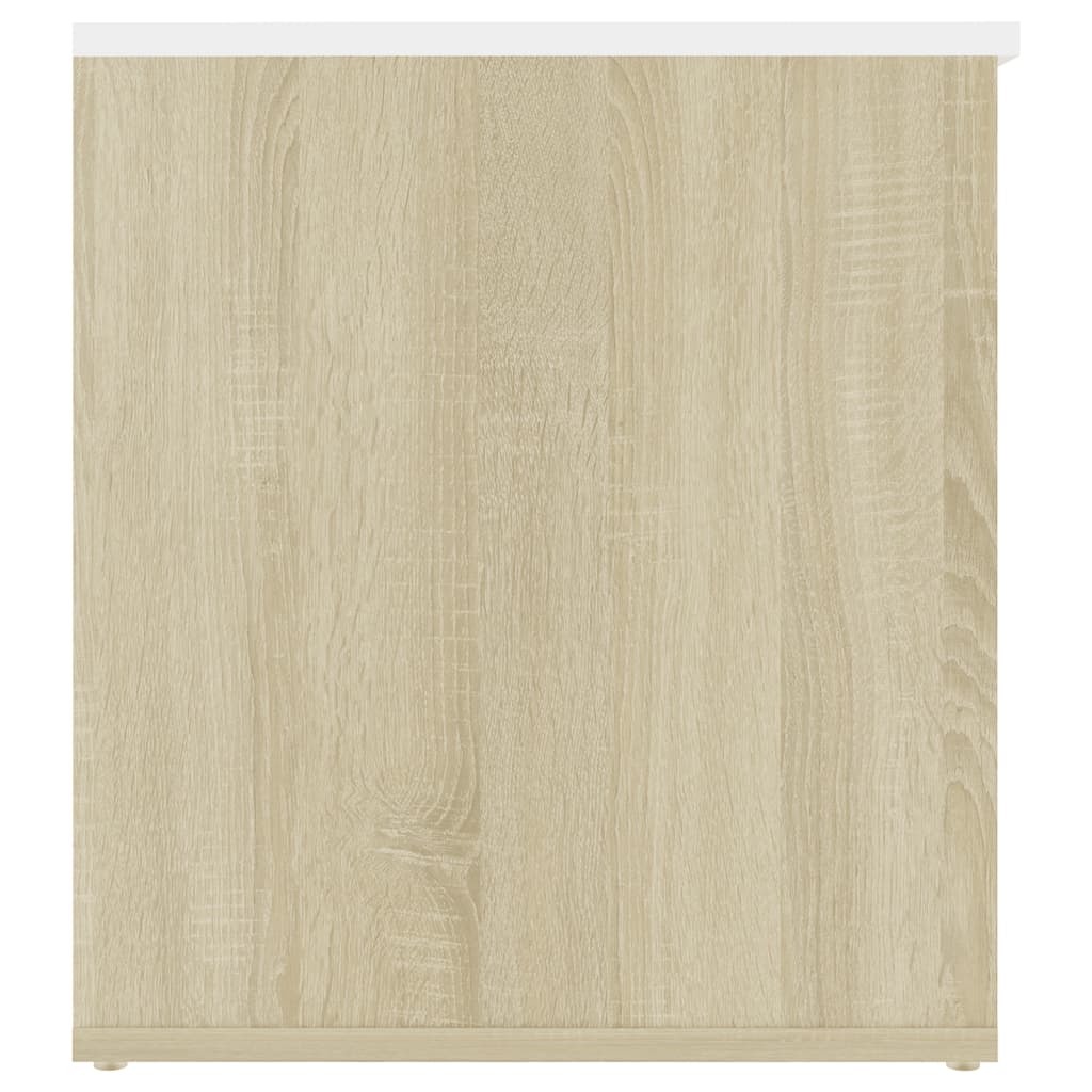 vidaXL Opbergkist 84x42x46 cm bewerkt hout wit en sonoma eikenkleurig