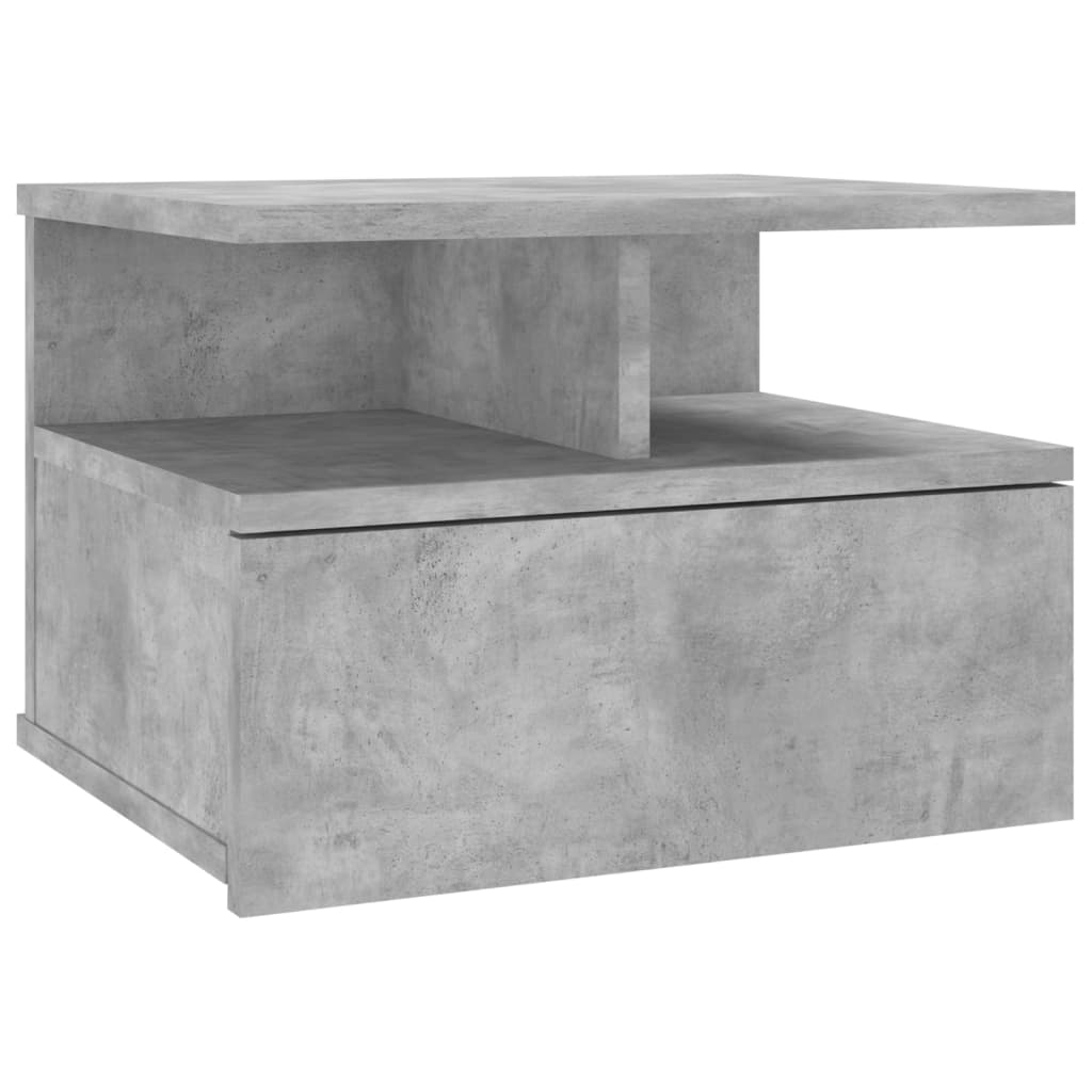 vidaXL Nachtkastje zwevend 40x31x27 cm bewerkt hout betongrijs