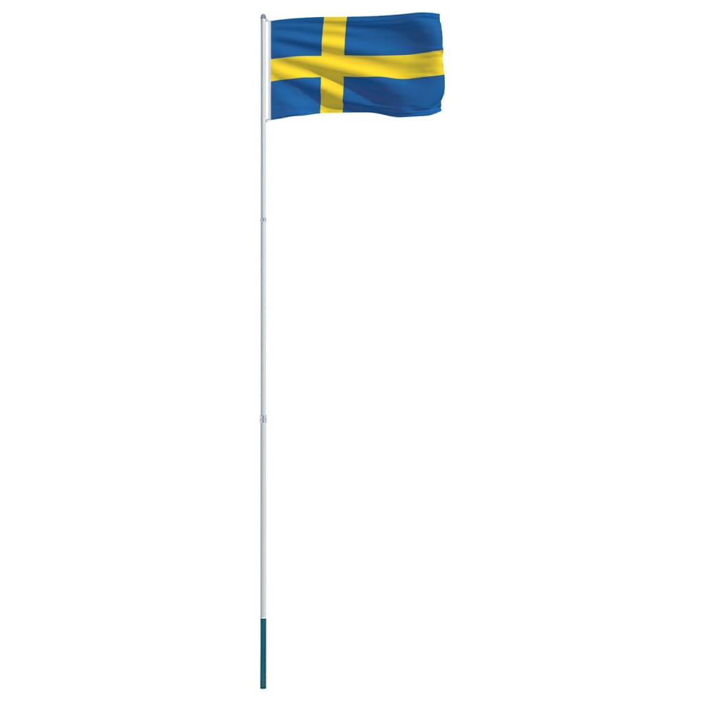 vidaXL Vlag met vlaggenmast Zweden 4 m aluminium