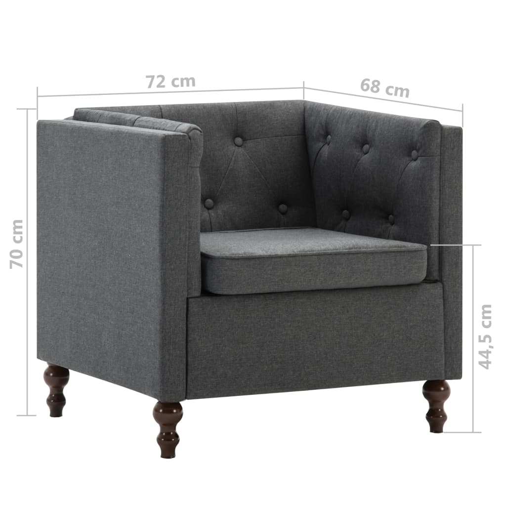 vidaXL Bankstel Chesterfield-stijl stoffen bekleding donkergrijs 2-delig