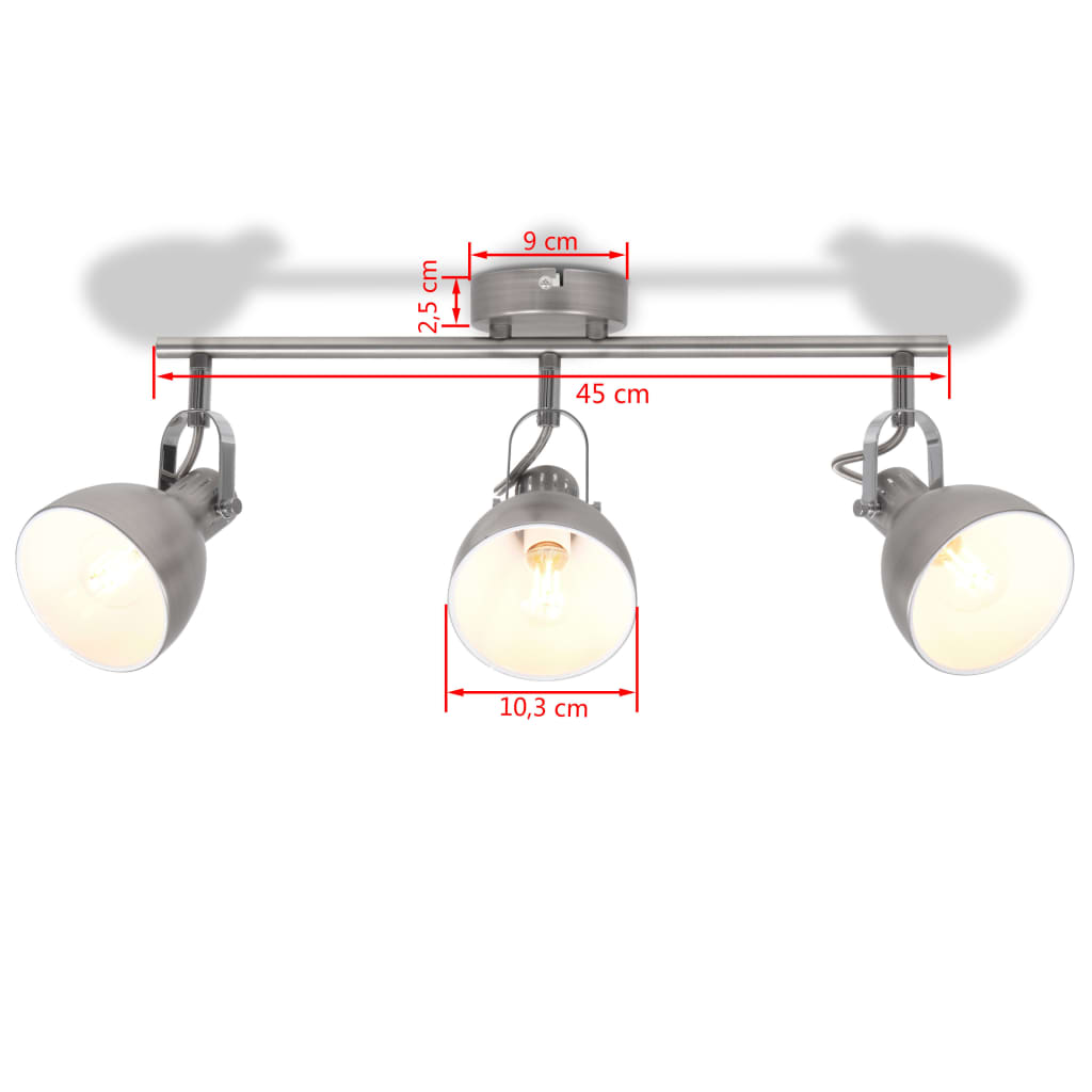 vidaXL Plafondlamp voor 3 peertjes E14 grijs