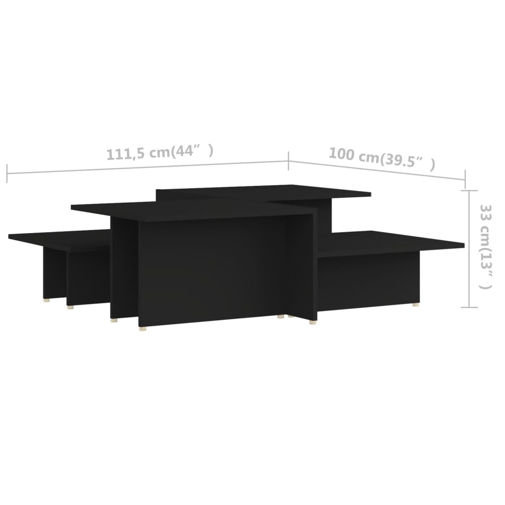 vidaXL Salontafels 2 st 111,5x50x33 cm bewerkt hout zwart