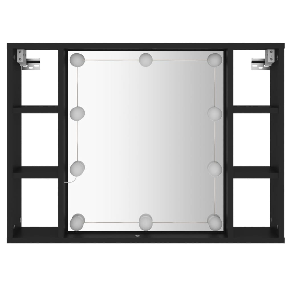 vidaXL Spiegelkast met LED-verlichting 76x15x55 cm zwart