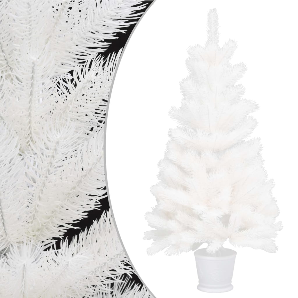 vidaXL Kunstkerstboom met verlichting en kerstballen 90 cm wit