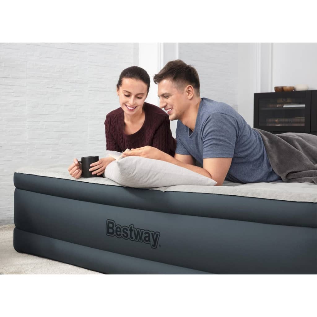 Bestway Luchtbed Fortech 2-persoons 203x152x46 cm antraciet lichtgrijs