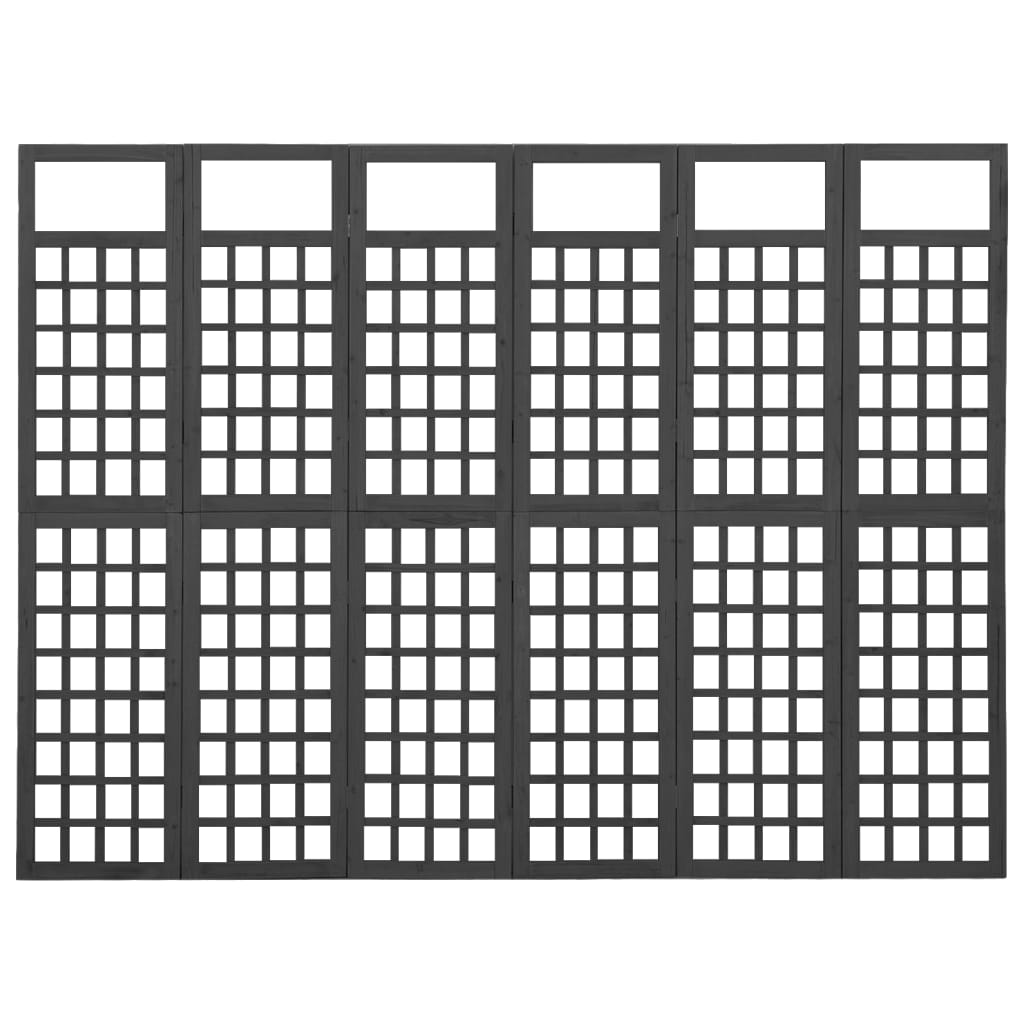 vidaXL Kamerscherm/trellis met 6 panelen 242,5x180 cm vurenhout zwart