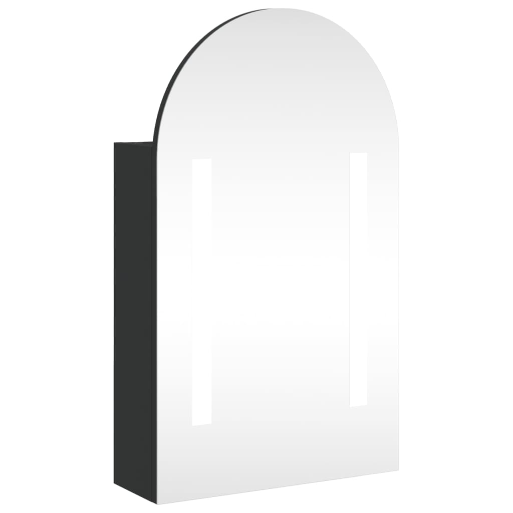 vidaXL Badkamerkast met spiegel en LED gebogen 42x13x70 cm zwart