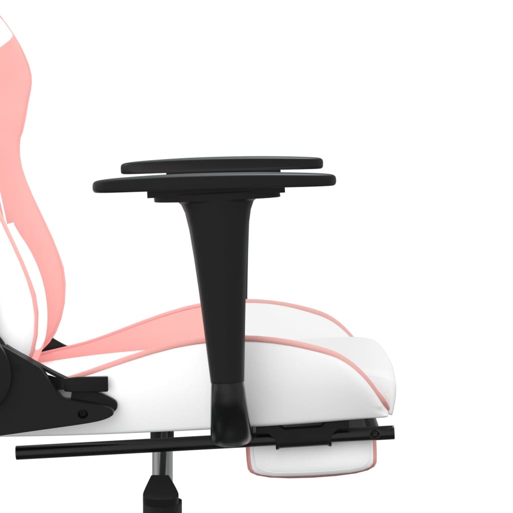 vidaXL Massage gamestoel met voetensteun kunstleer zwart en roze
