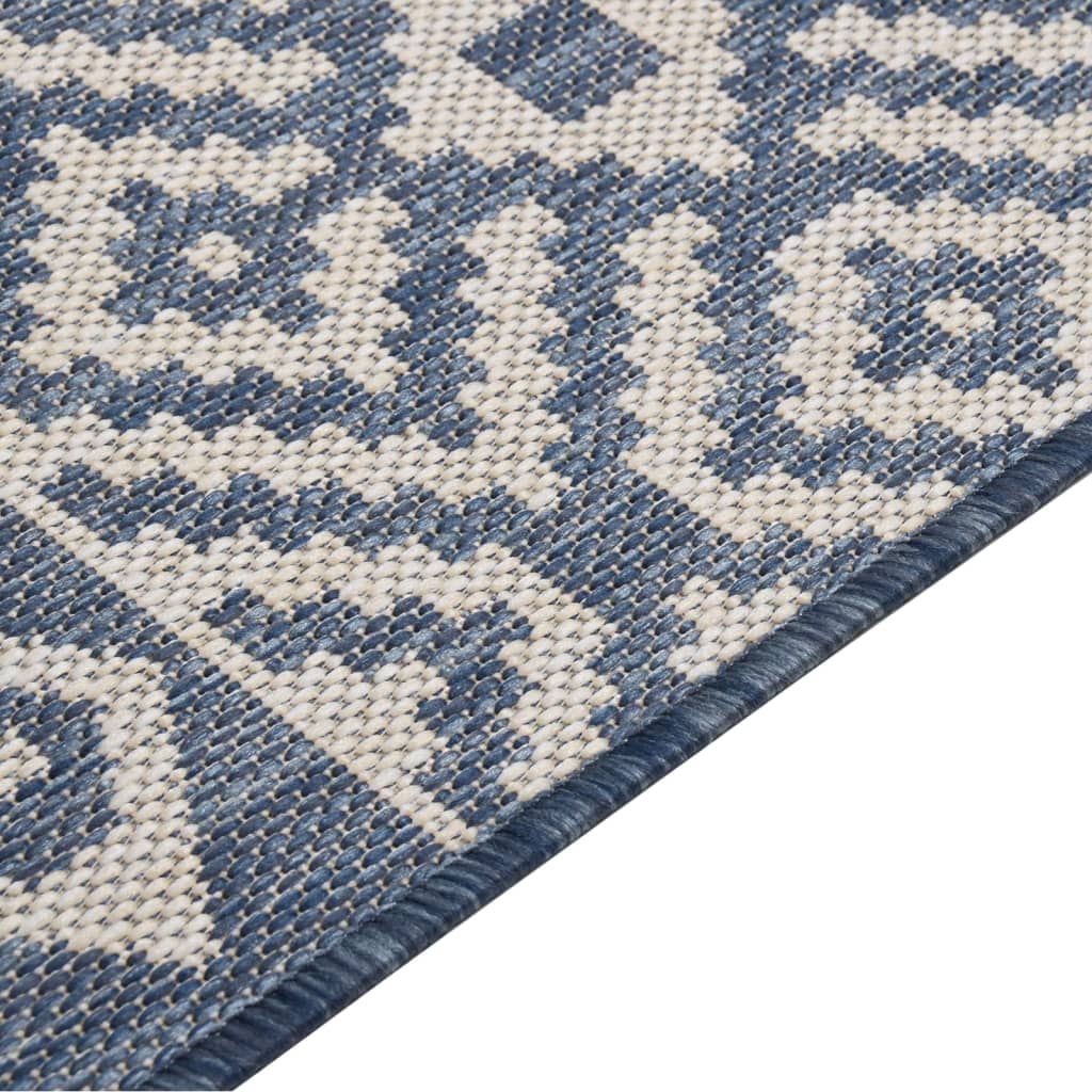 vidaXL Buitenkleed met patroon platgeweven 200x280 cm blauw