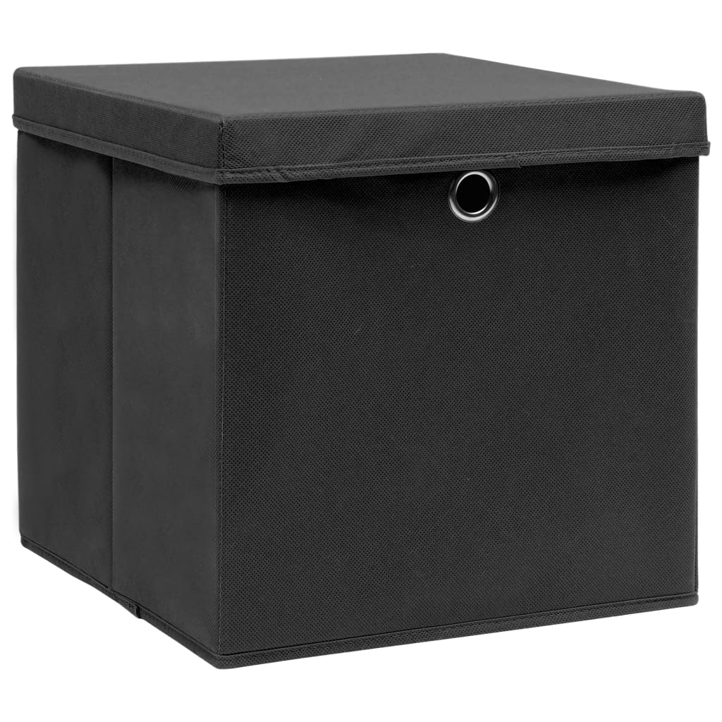 vidaXL Opbergboxen met deksel 4 st 32x32x32 cm stof zwart
