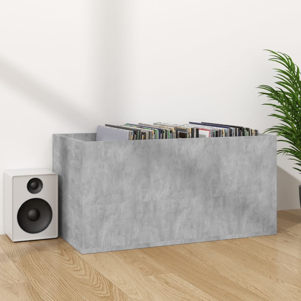 vidaXL Opbergbox voor LP's 71x34x36 cm bewerkt hout betongrijs