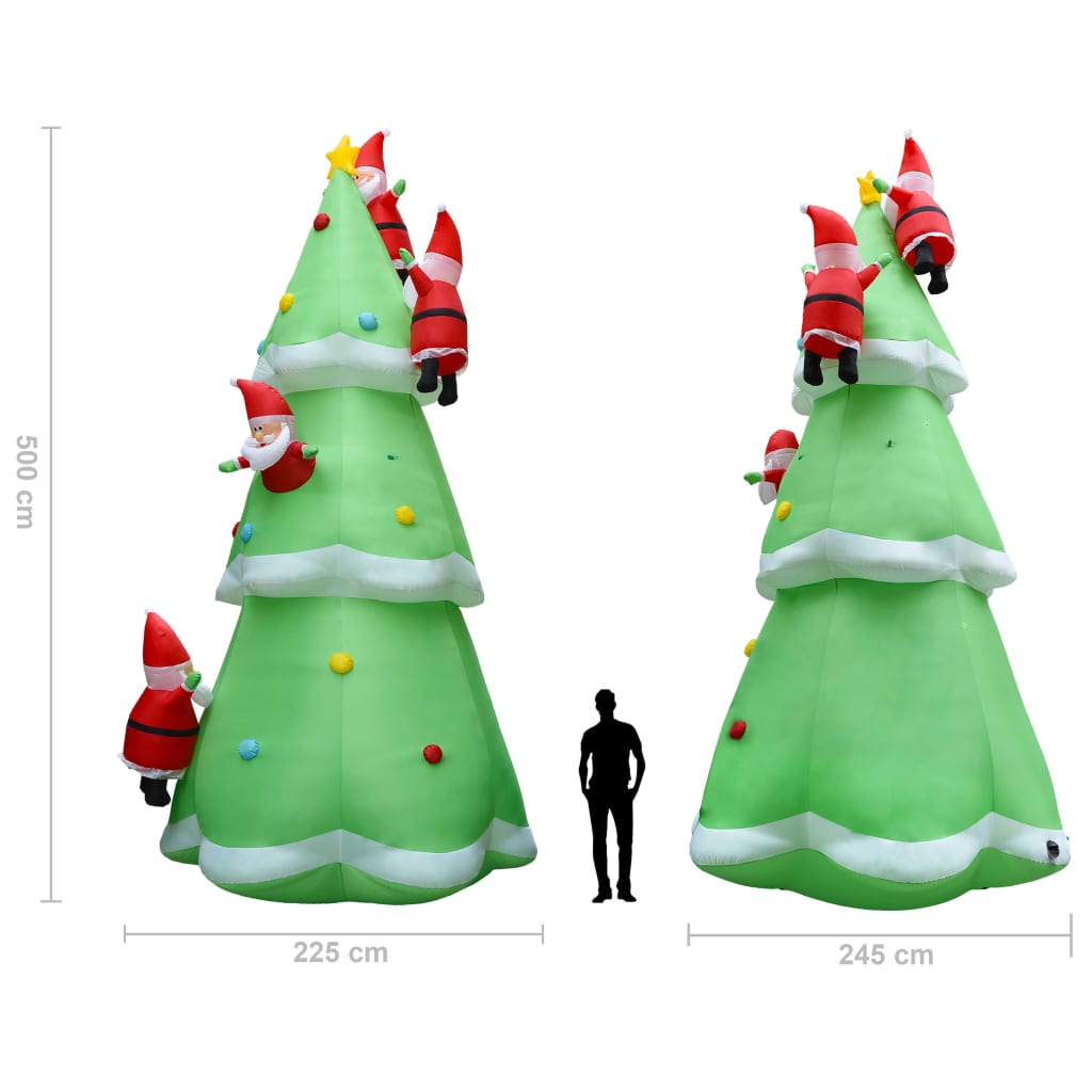 vidaXL Kerstboom opblaasbaar met kerstmannen LED XXL IP44 500 cm stof
