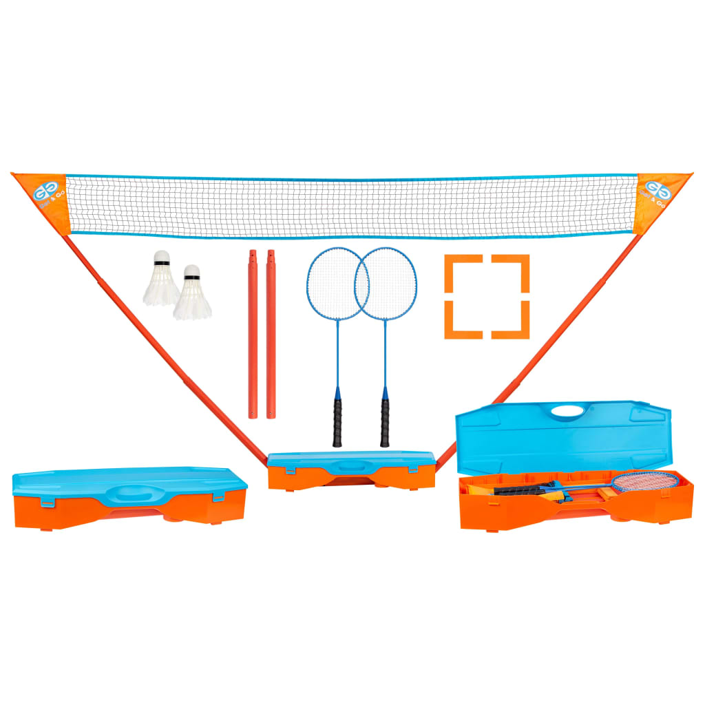 Get & Go Instant Badmintonspeelset blauw en oranje