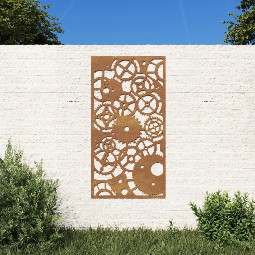 vidaXL Wanddecoratie tuin tandwielontwerp 105x55 cm cortenstaal
