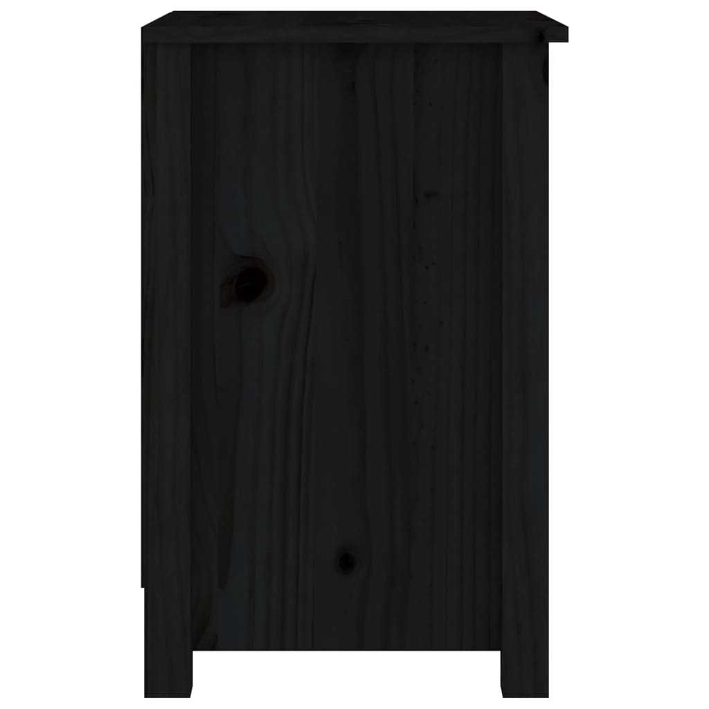 vidaXL Nachtkastje 40x35x55 cm massief grenenhout zwart