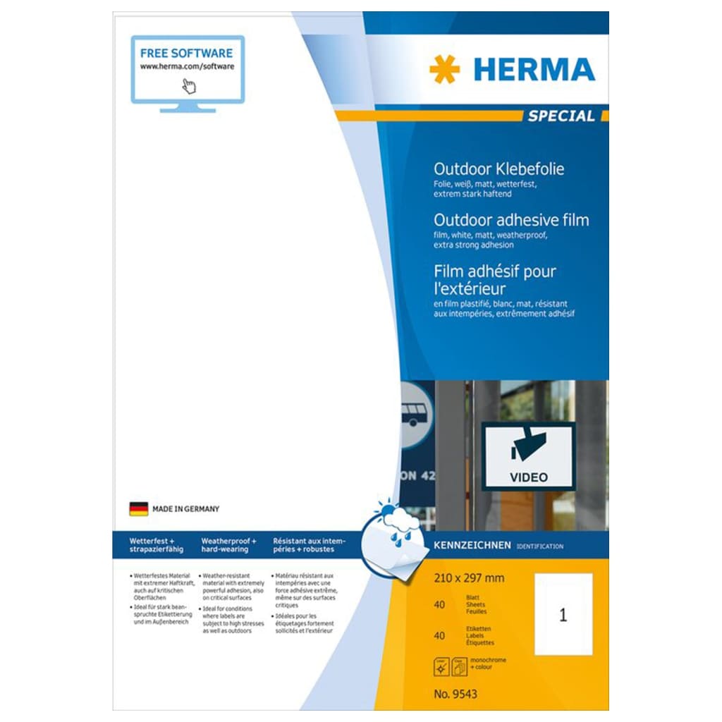 HERMA Folie-etiketten weerbestendig 40 vellen A4 210x297 mm wit