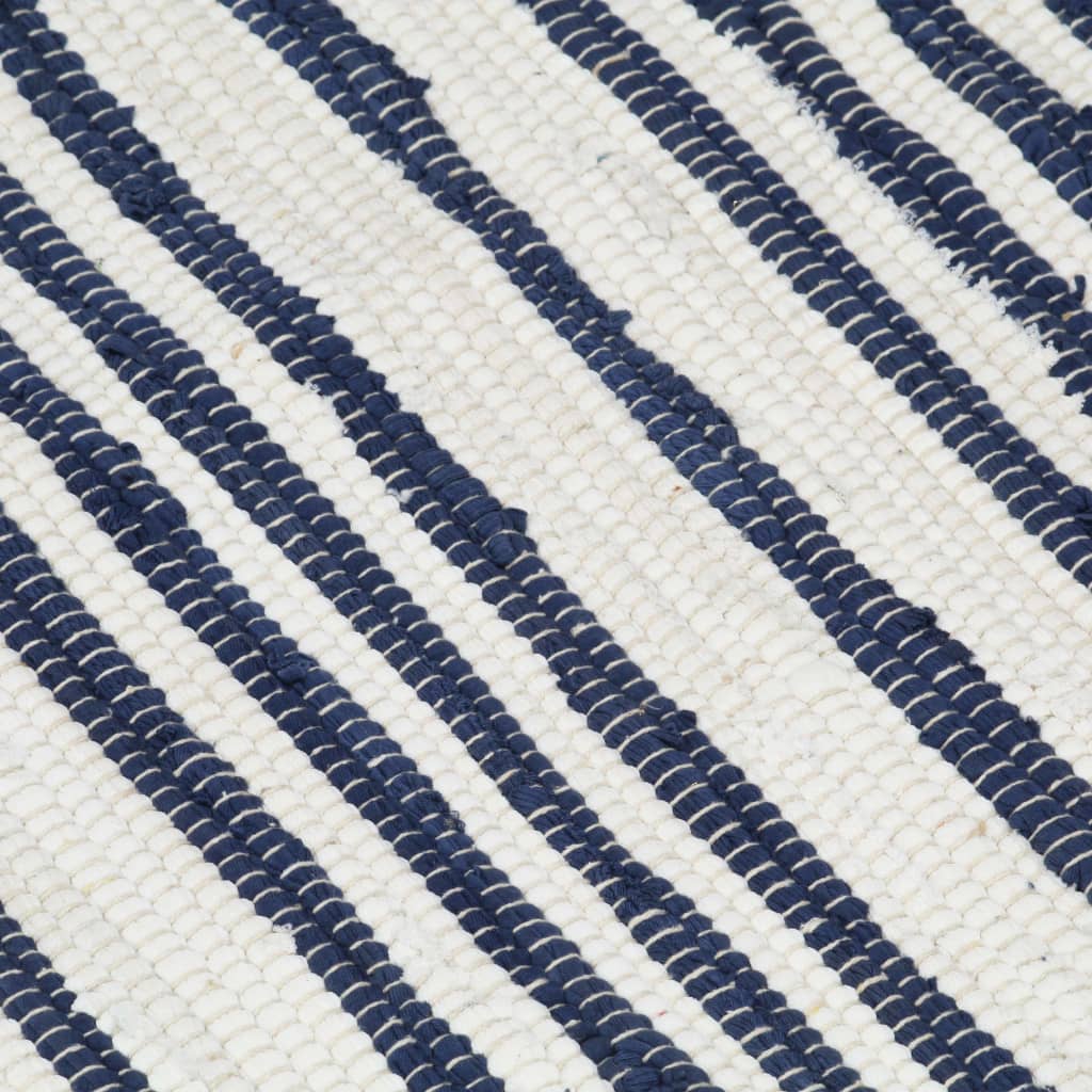 vidaXL Vloerkleed chindi handgeweven 160x230 cm katoen blauw en wit