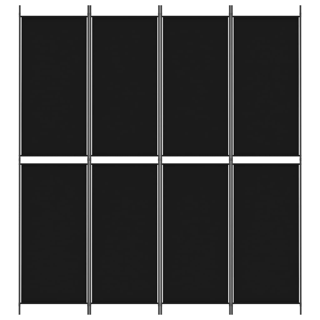 vidaXL Kamerscherm met 4 panelen 200x220 cm stof zwart