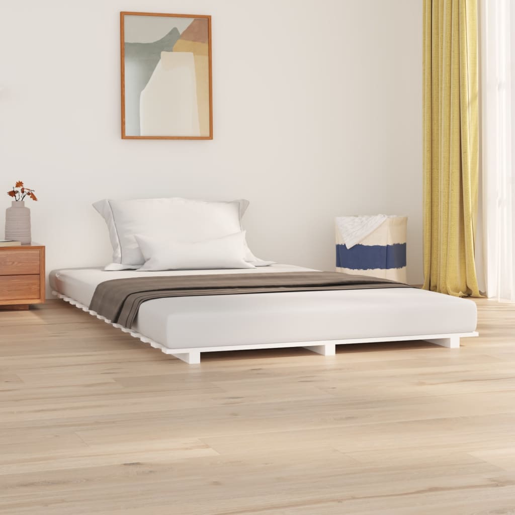 vidaXL Bedframe massief grenenhout wit 120 x 190 cm