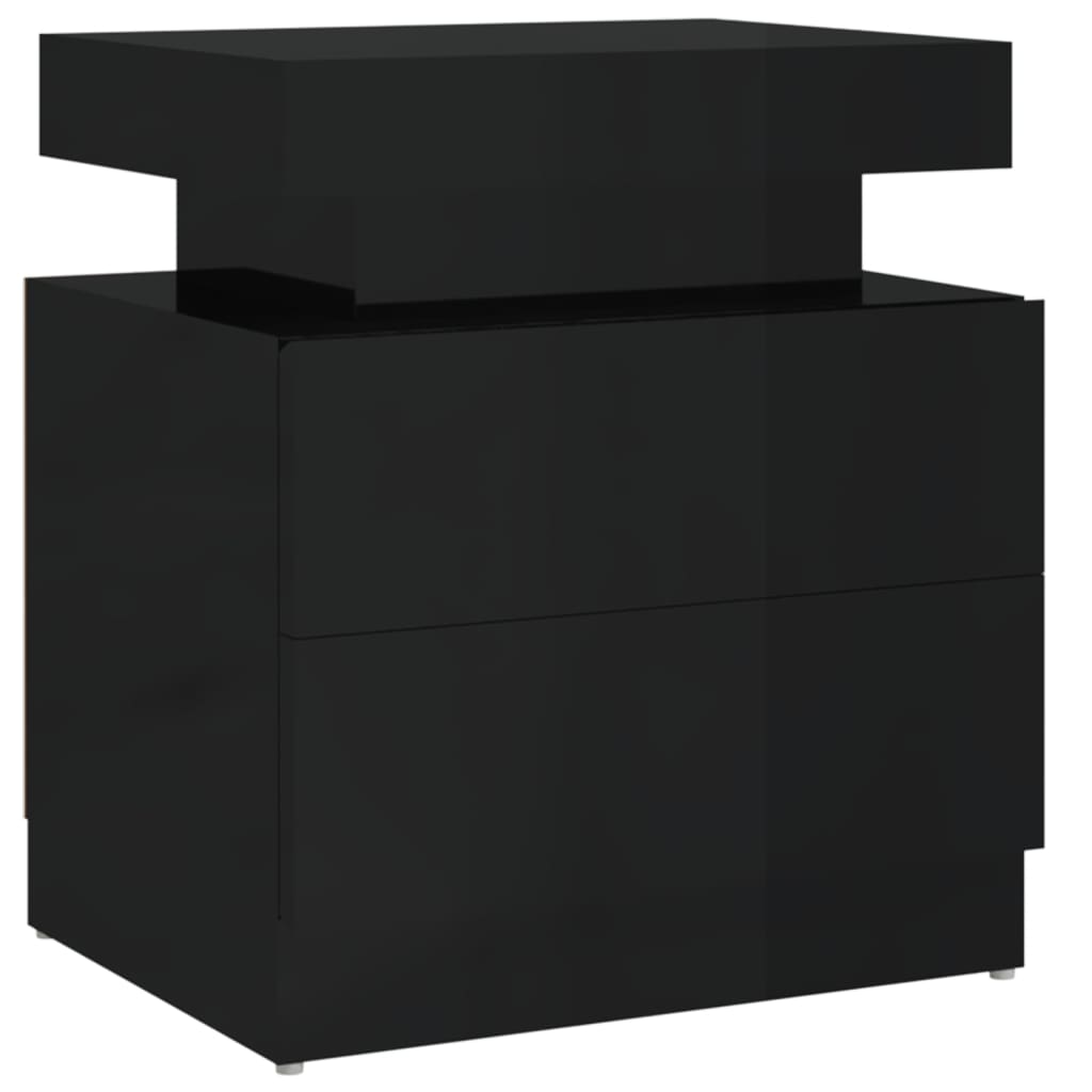 vidaXL Nachtkastje 45x35x52 cm spaanplaat hoogglans zwart