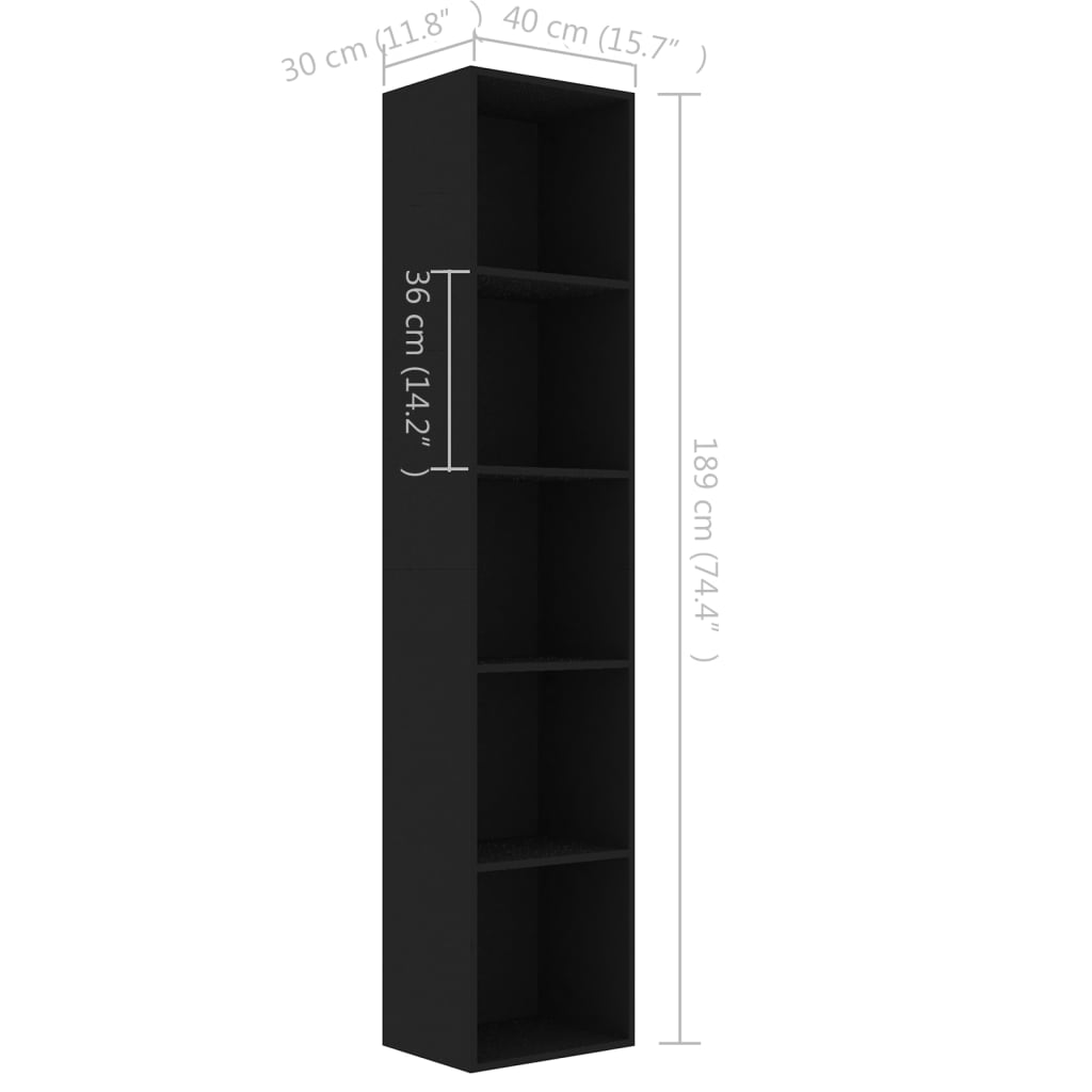 vidaXL Boekenkast 40x30x189 cm bewerkt hout zwart