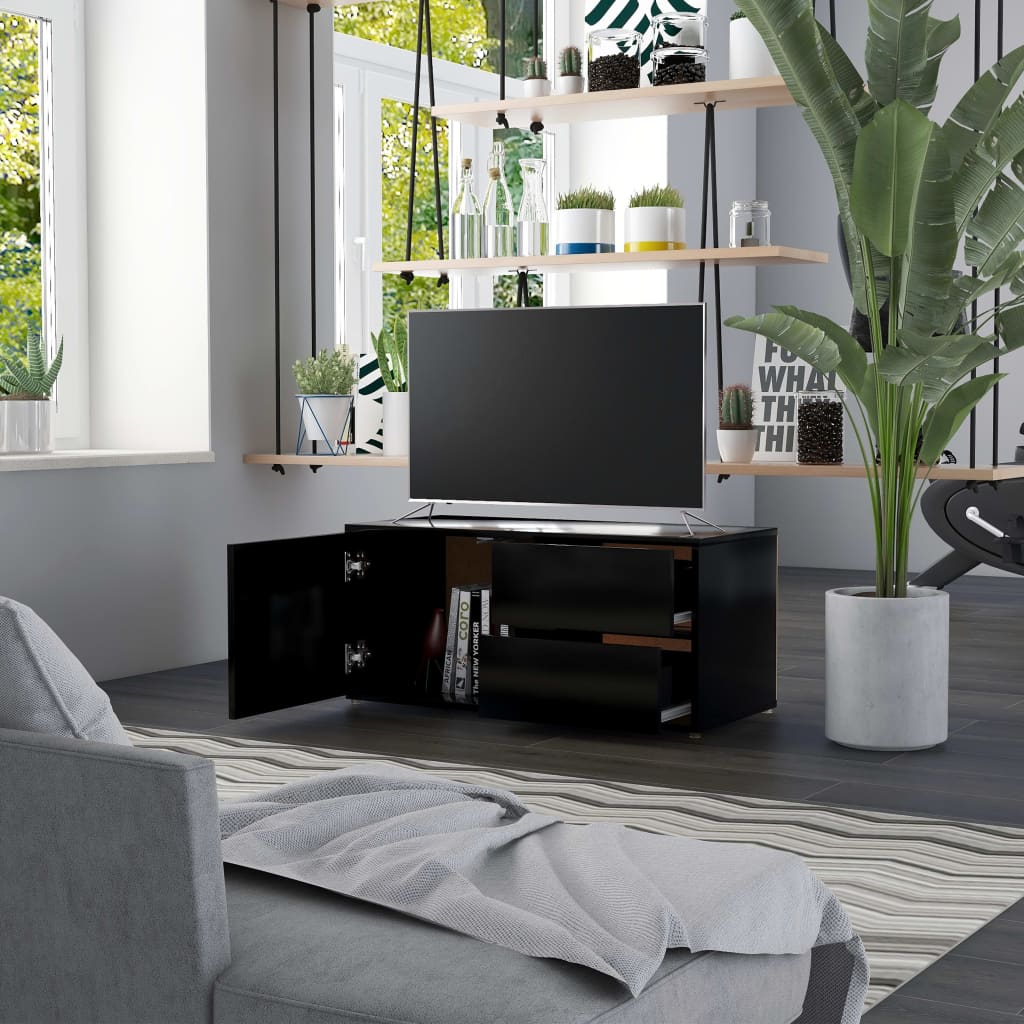 vidaXL Tv-meubel 80x34x36 cm bewerkt hout zwart