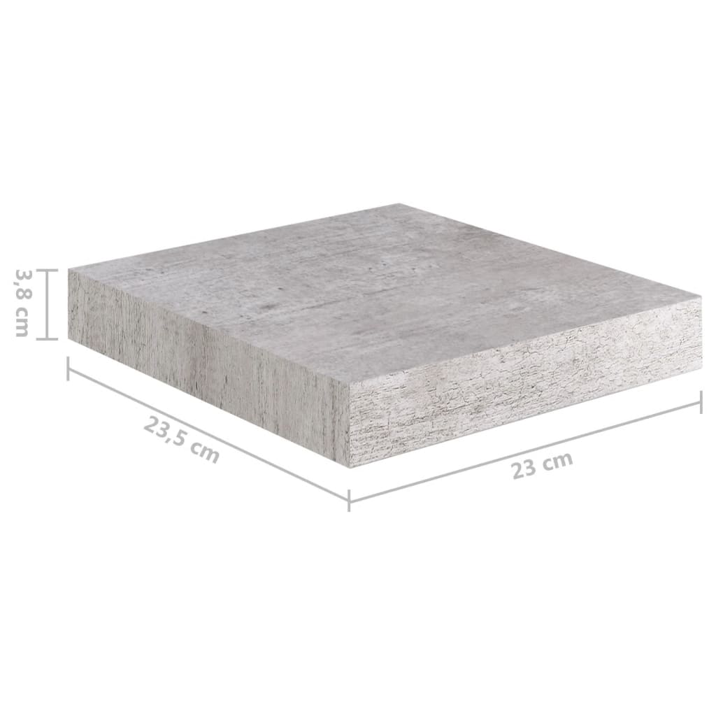 vidaXL Wandschap zwevend 23x23,5x3,8 cm MDF betongrijs