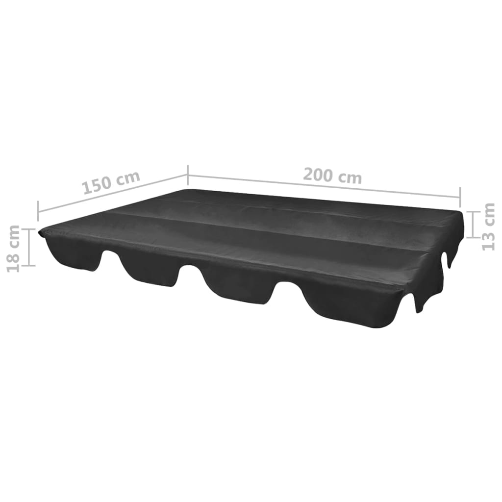 vidaXL Vervangingsluifel voor schommelbank 226x186 cm zwart