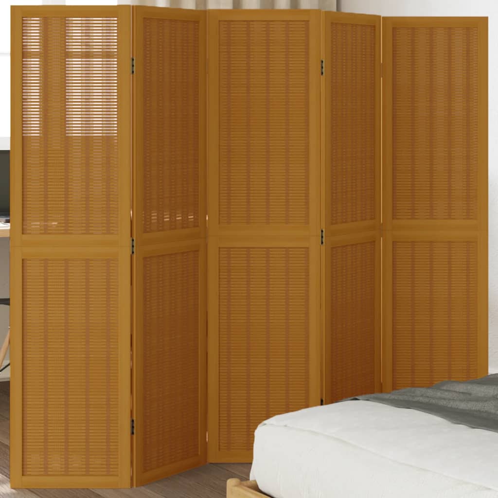 vidaXL Kamerscherm met 5 panelen massief paulowniahout bruin