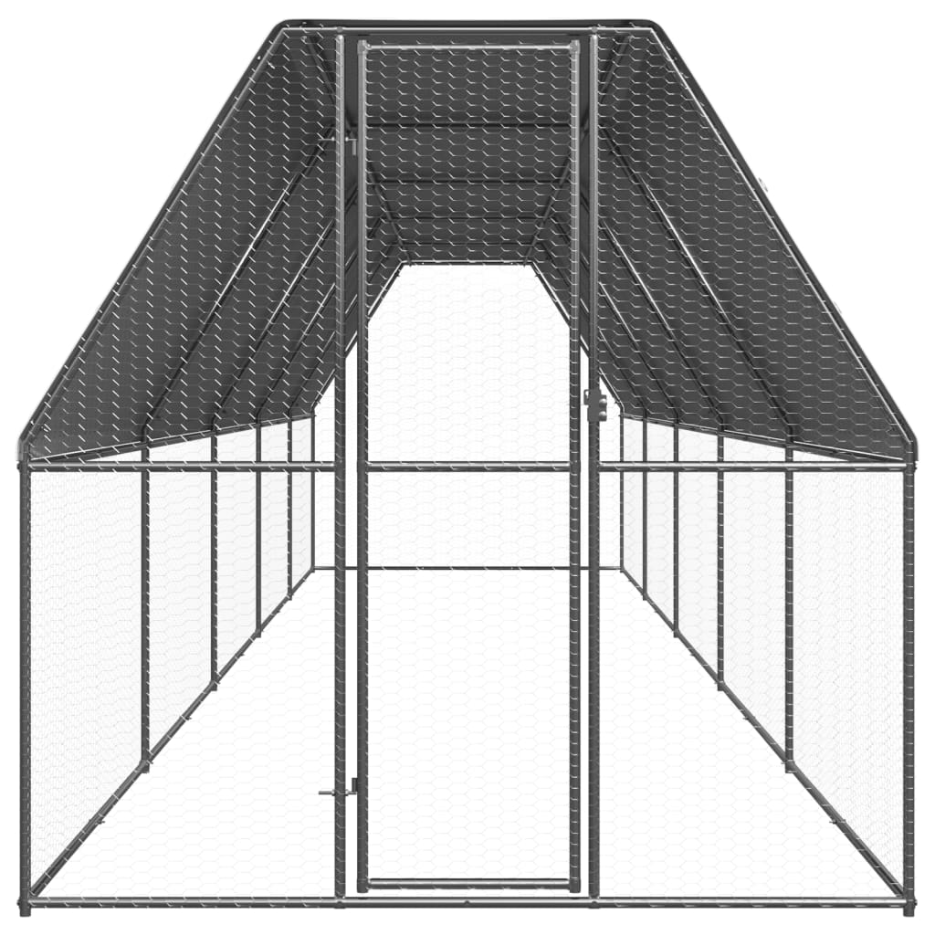 vidaXL Buitenhok voor kippen 2x10x2 m gegalvaniseerd staal