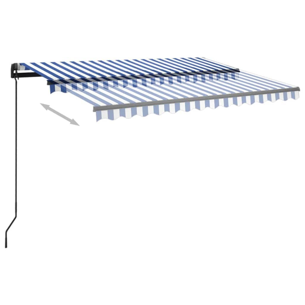 vidaXL Luifel handmatig uittrekbaar met LED 3x2,5 m blauw en wit