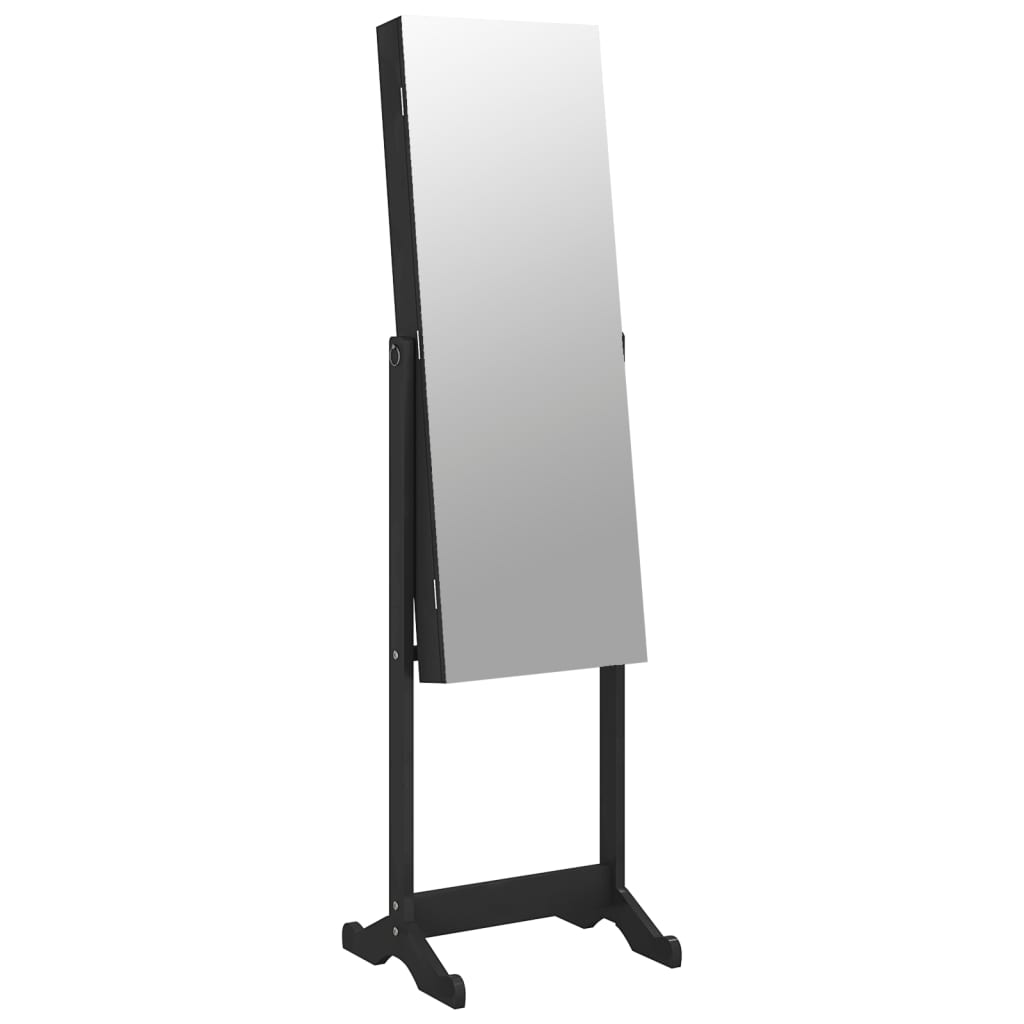 vidaXL Sieradenkast met spiegel vrijstaand 42x38x152 cm zwart