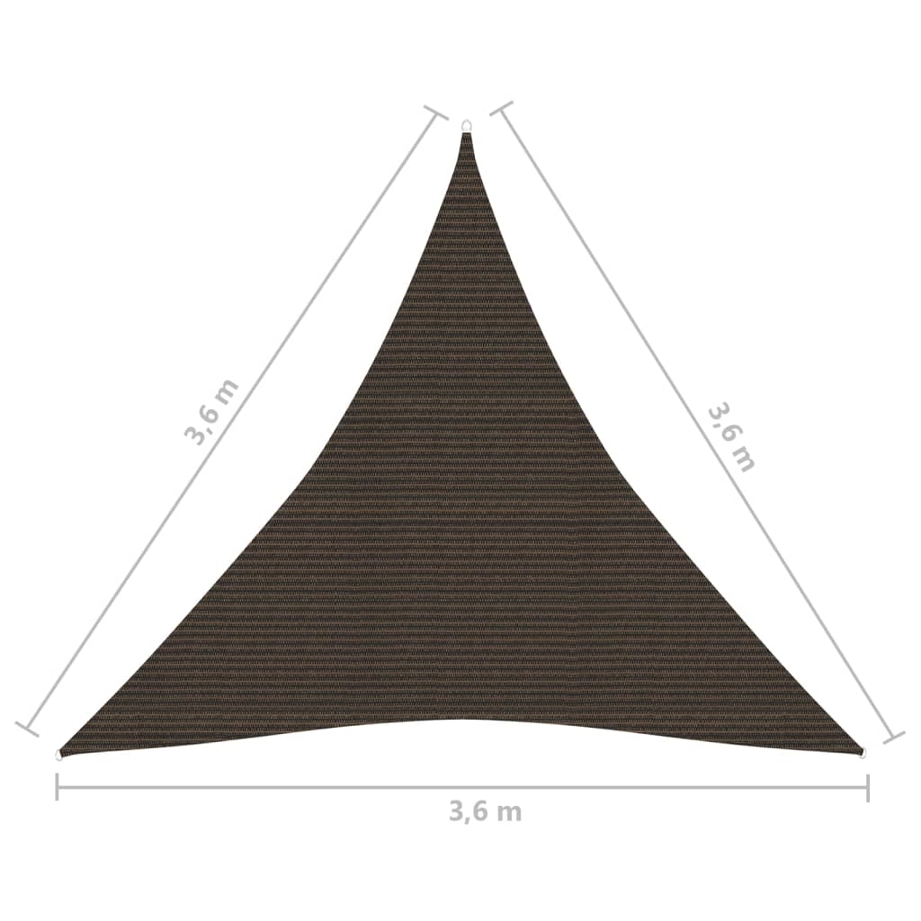 vidaXL Zonnezeil 160 g/m² 3,6x3,6x3,6 m HDPE bruin