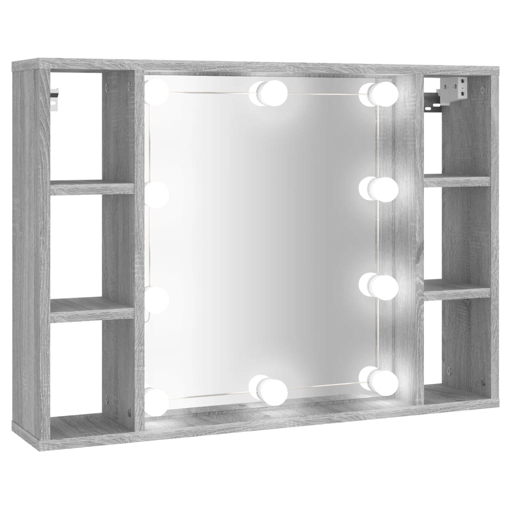 vidaXL Spiegelkast met LED-verlichting 76x15x55 cm grijs sonoma eiken
