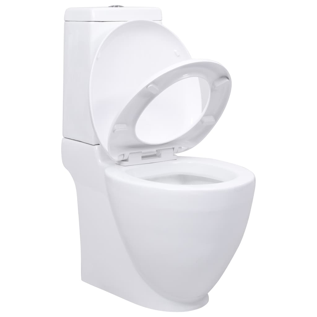 vidaXL Toilet rond afvoer onder keramiek wit