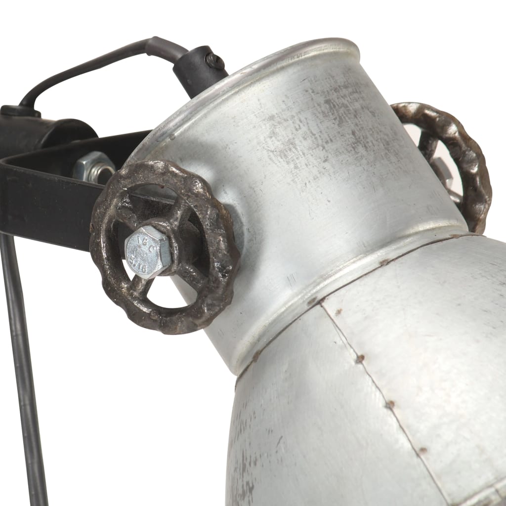 vidaXL Vloerlamp met 2 lampenkappen E27 gietijzer zilverkleurig